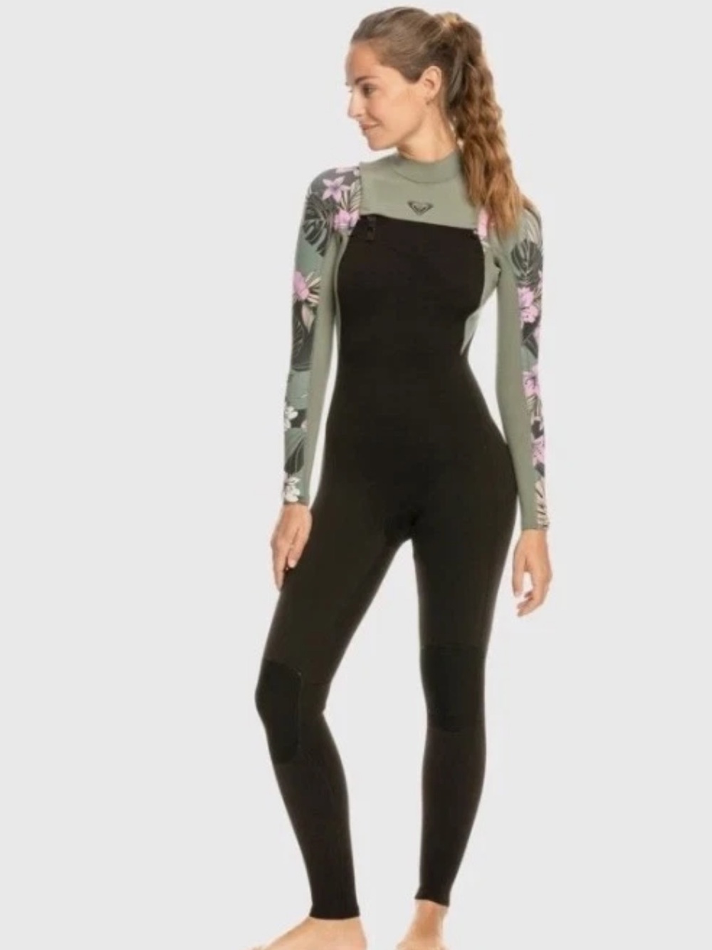 Roxy Black, Olive & Pink Floral Wetsuit Top - Picture 5 of 5